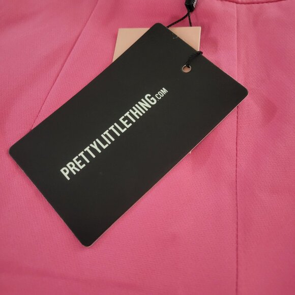 PrettyLittleThing Hot Pink Plissé High-Waisted WideLeg Trousers Size 10 NWT - Picture 3 of 7